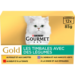 Sachets fraîcheur pour chat GOLD Timbales Multi-variétés GOURMET - 12x85g