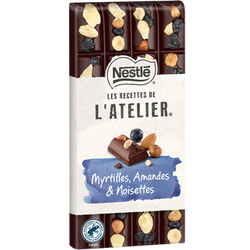 Chocolat noir myrtilles amandes noisettes NESTLE L'ATELIER - Tablette170g