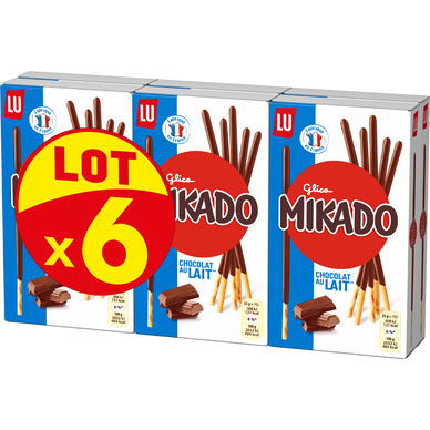 Biscuits chocolat au lait MIKADO Lu, 6x100g, 600g