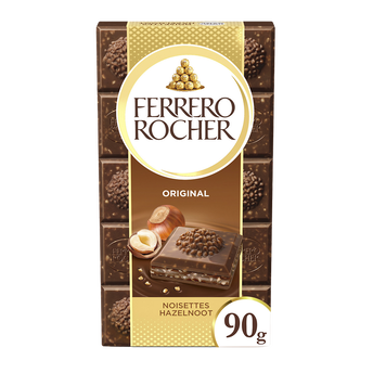 FERRERO ROCHER Chocolat au lait et noisettes, Tablette de 90g