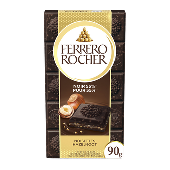 FERRERO ROCHER Chocolat noir et noisettes, Tablette de 90g