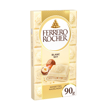 FERRERO ROCHER Chocolat blanc et noisettes, Tablette de 90g