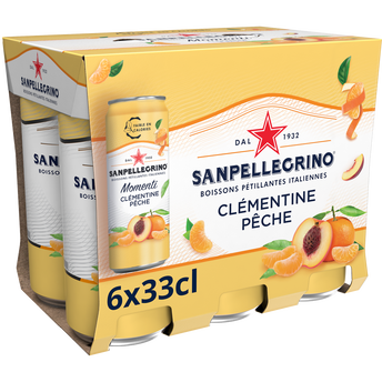 Boisson Gazeuse aromatisée Clémentine Pêche SAN PELLEGRINO MOMENTI - 6x33cl