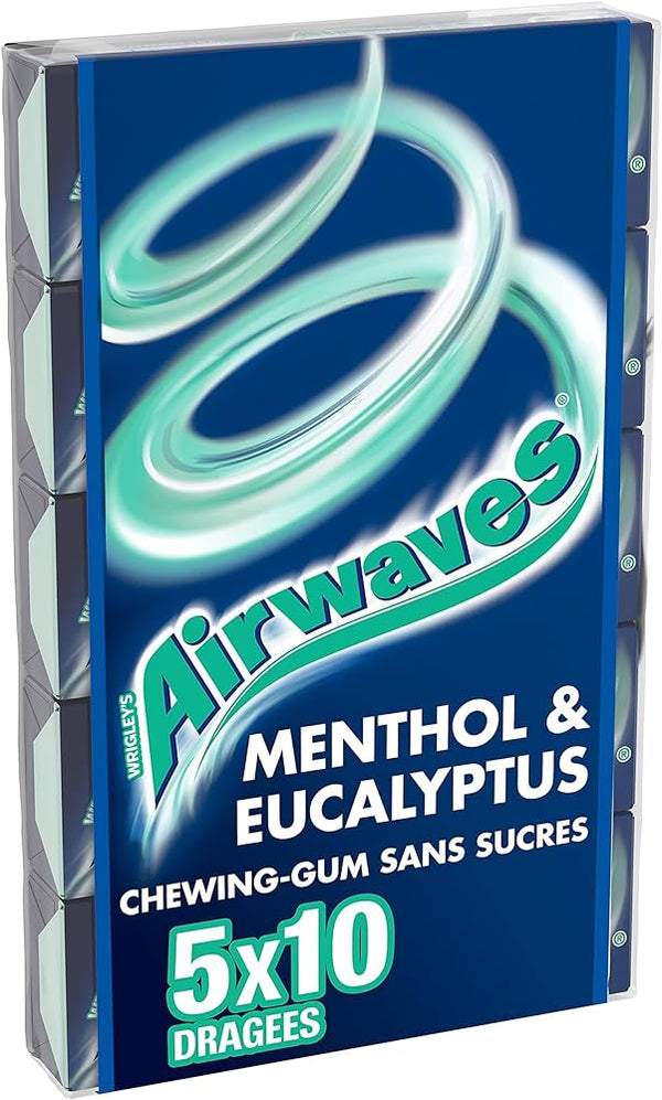 Chewing-gum menthol Airwaves Eucalyptus s/sucre 5x10