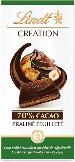 Tablette CREATION Noir 70% Praliné Feuilleté 145g