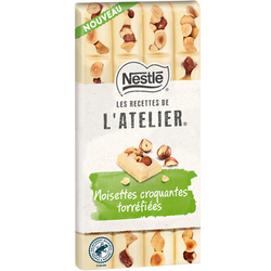 Chocolat blanc noisettes torréfiées NESTLE L'ATELIER - Tablette 150g