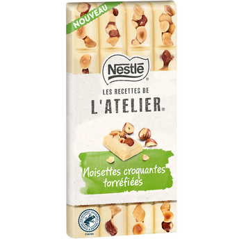 Chocolat blanc noisettes torréfiées NESTLE L'ATELIER - Tablette 150g