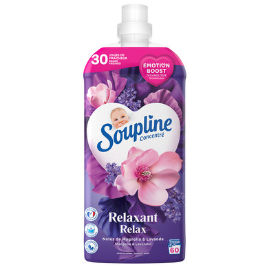 Adoucissant concentré SOUPLINE 3D Fraîcheur parfumée magnolia - 1,28L