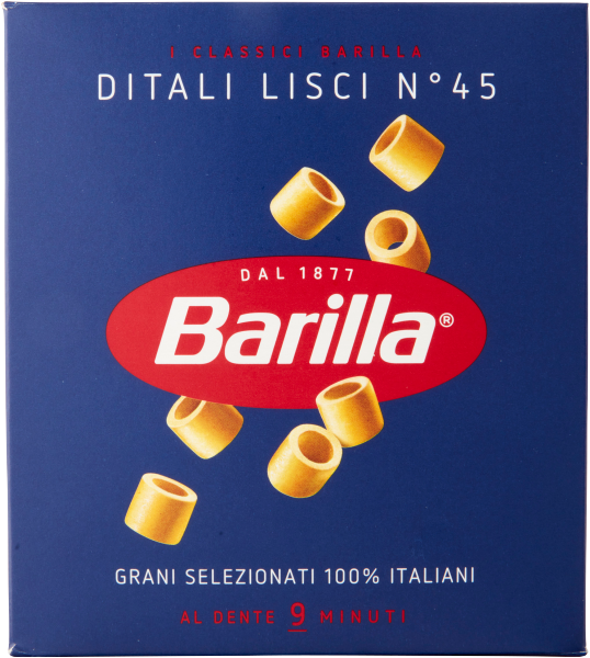 BARILLA PASTA DI SEMOLA DITALI LISCI N.45 500 GR