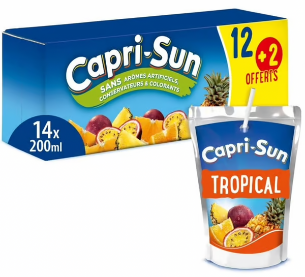 Boisson aux fruits Tropical poche CAPRI SUN - 12x20cL + 2 offertes