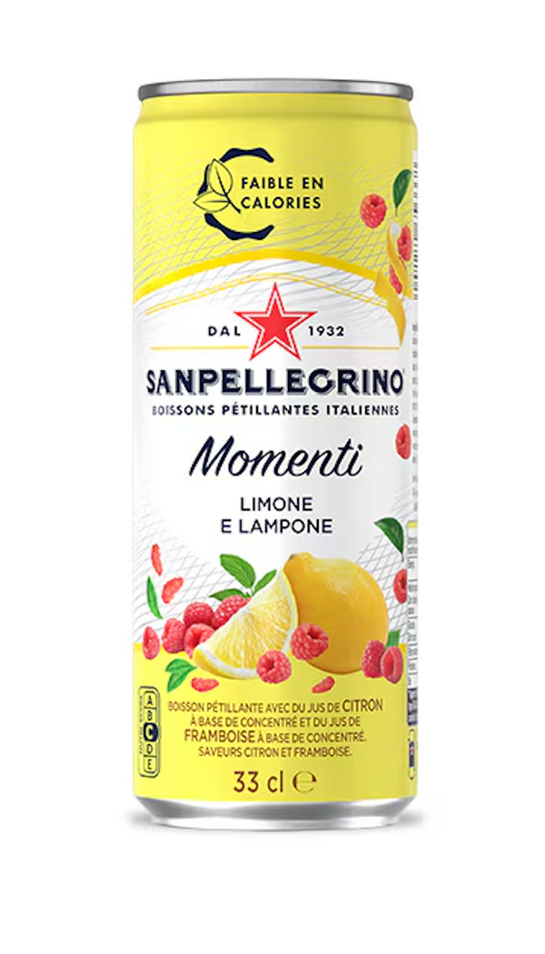 Boisson Gazeuse aromatisée Citron Framboise SAN PELLEGRINO MOMENTI - 33cl