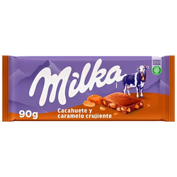 Tablette chocolat au lait Milka Cacahuètes / Croquants - 90g