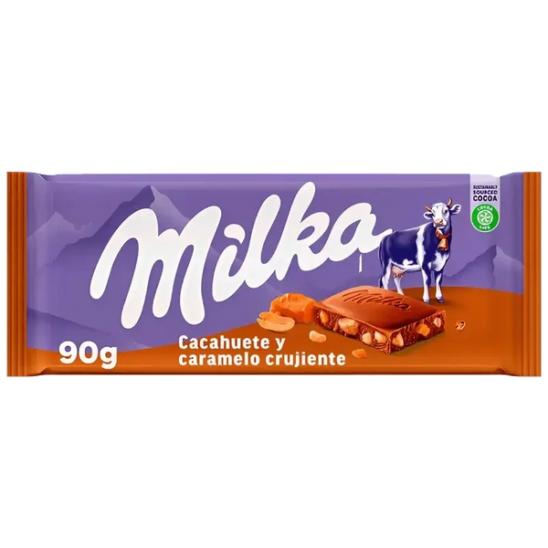 Tablette chocolat au lait Milka Cacahuètes / Croquants - 90g