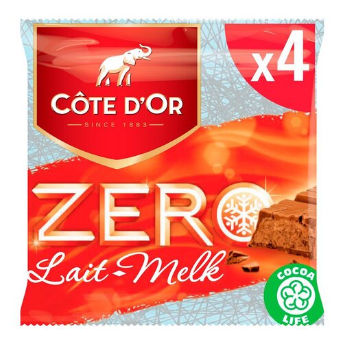 CÔTE D'OR Zero chocolat au lait 4x50g