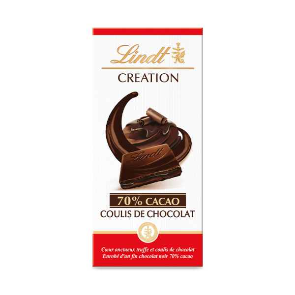 Tablette CREATION Noir 70% Coulis de chocolat 150g