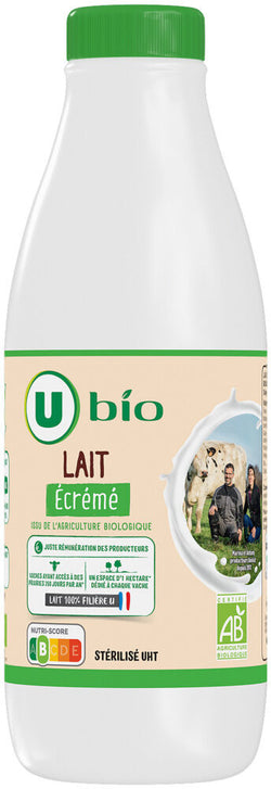 U BIO Lait UHT bio écrémé 1L