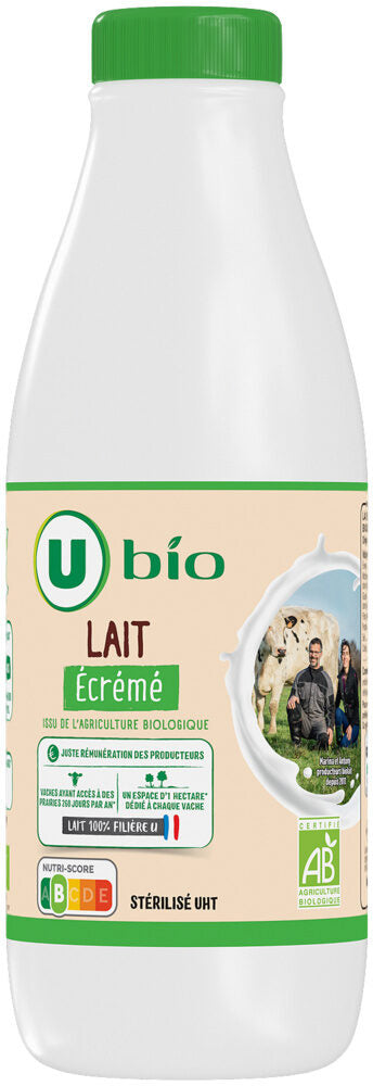 U BIO Lait UHT bio écrémé 1L