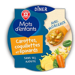 Assiette Mots d'Enfants - 250g Carottes pâtes épinards dès 18M