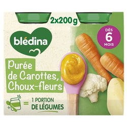 Petit pot bébé Bledina 6 mois purée Carottes Choux fleurs