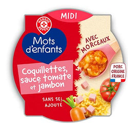 Assiette Mots d'Enfants - 250g Pâtes, tomate et jambon dès 15M
