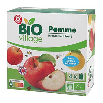 Compote Bio Village Gourdes Pomme bio - 4x90g