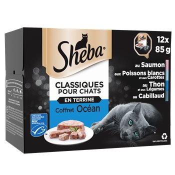 Barquette chat Sheba Terrine aux poissons - 12x85g