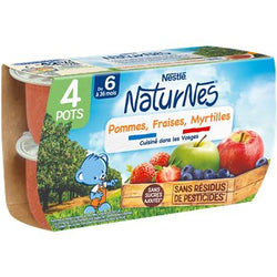 NaturNes Nestlé - Pommes Fraise Myrtilles dès 6 mois - 4x130g