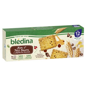 Biscuit bébé Blédina 12 mois Petit beurre pépites choco-133g