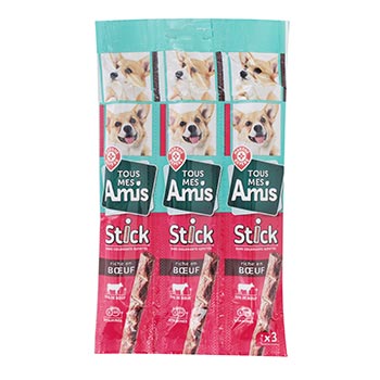 Friandises chien Tous mes Amis Sticks au Boeuf - 3x11g