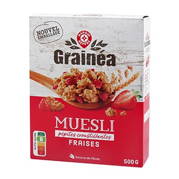 Céréales muesli Grainea Fraise, croustillant - 500g