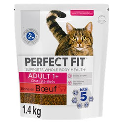 Croquettes chat Perfect Fit Boeuf Stérilisés Adulte 1.4kg