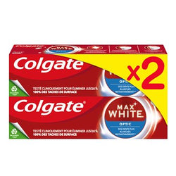 Dentifrice blancheur Colgate Max White Optic - 2x75ml