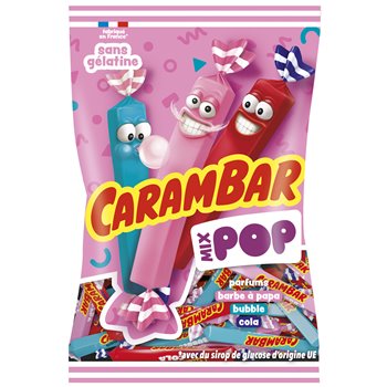 Bonbons Carambar CaraPop Bubble Cola - Barbe à papa - 380g