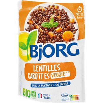 plat cuisiné lentilles bio carottes bjorg 250g