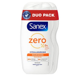 Gel douche Sanex Zéro 0% Peaux sèches - 2x475ml