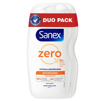 Gel douche Sanex Zéro 0% Peaux sèches - 2x475ml