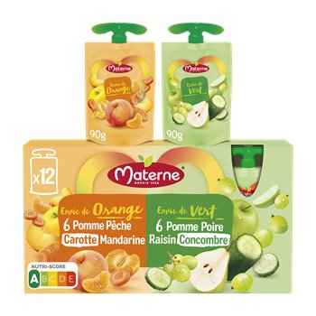 Compotes gourdes Pom'potes Fruits & legumes - 12x90g