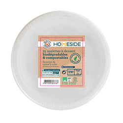 Assiettes rondes Homeside Dessert Biodégradables 18cm x25