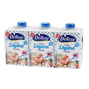 Crème légère fluide UHT Délisse 12%mg - 3x20cl