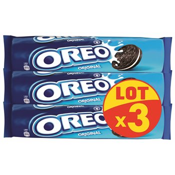 Biscuits cacaotés Oreo Fourrés goût Vanille - 3x154g