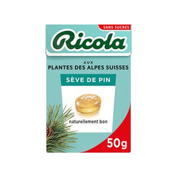 Bonbon pastilles à la sève de pin sans sucre RICOLA, 50g