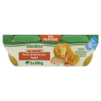 Plat bébé Blédina 6 mois Purée butternut poulet - 2x200g