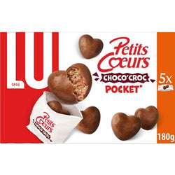 Biscuits au chocolat au lait Choco Croc petits coeurs LU - Paquet de 180g