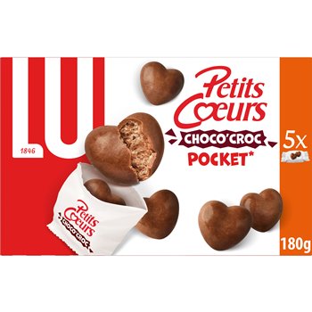 Biscuits au chocolat au lait Choco Croc petits coeurs LU - Paquet de 180g