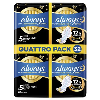 Serviettes hygiéniques Always Ultra - Secure night extra x32