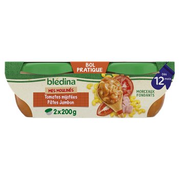 Plat bébé Blédina 12 mois Pâtes tomate jambon - 2x200g