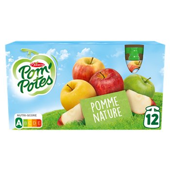 Compotes Pom'Potes Gourdes Pomme Nature - 12x90g