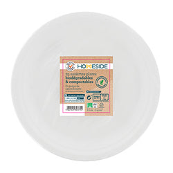 Assiettes rondes Homeside Biodégradables 23cm x25