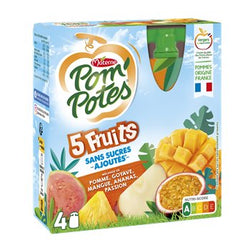 Compotes Pom'Potes Gourdes 5 Fruits Exotiques - 4x90g