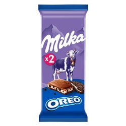 Tablette chocolat Milka Chocolat au lait/Oreo - 2x100g